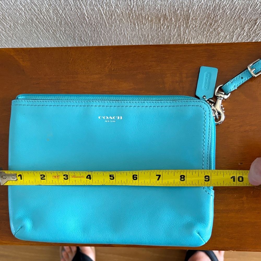 Coach Turquoise Leather Wristlet - Picture 3 of 7